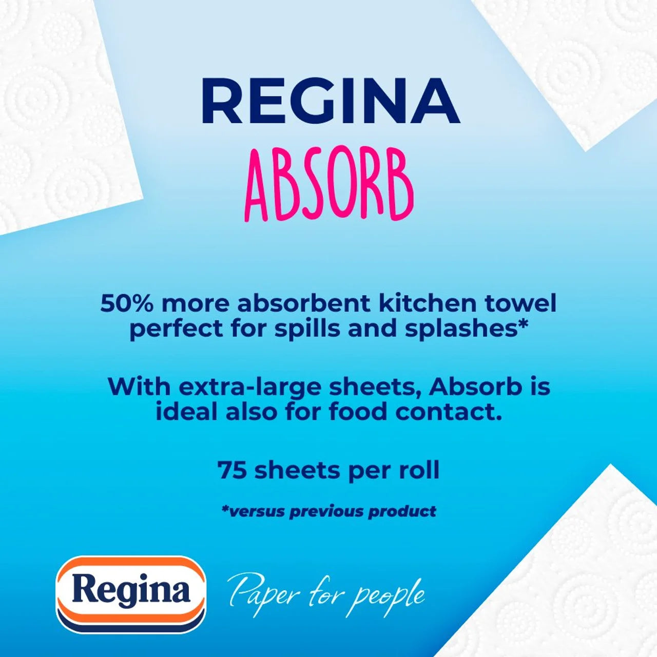 Regina Absorb Kitchen Roll 225 Supersized Sheets 3 Roll