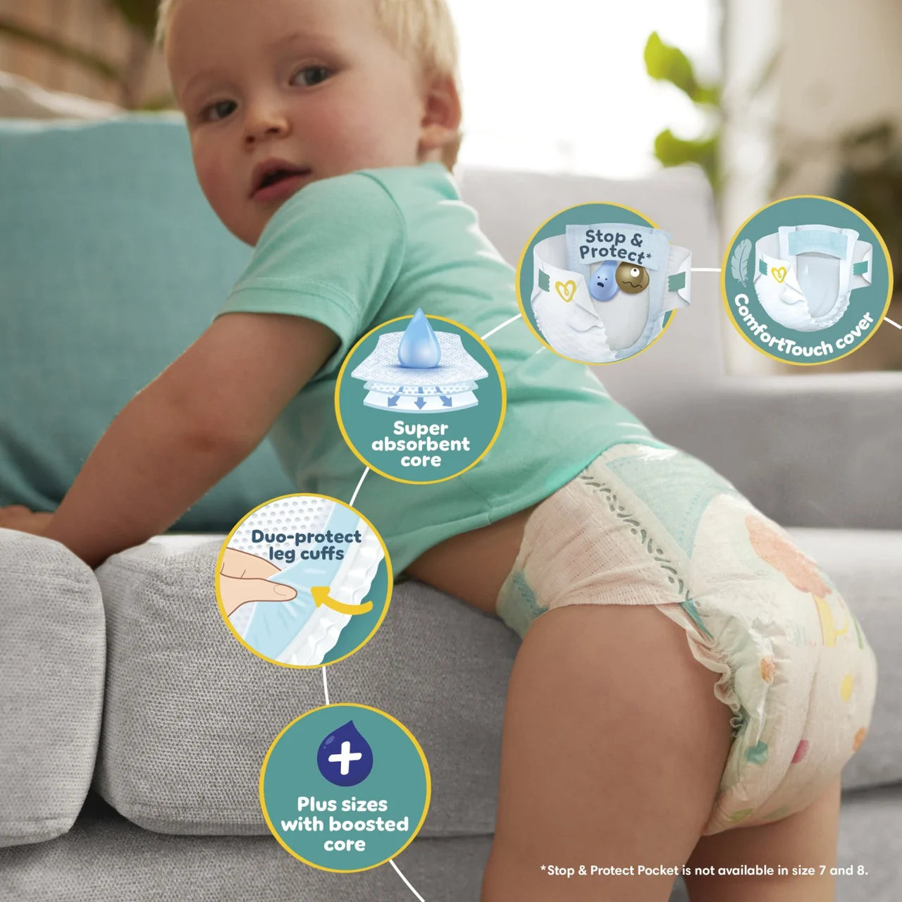 Pampers Baby-Dry Nappies, Size 6 (13-18kg) Essential 33 per Pack