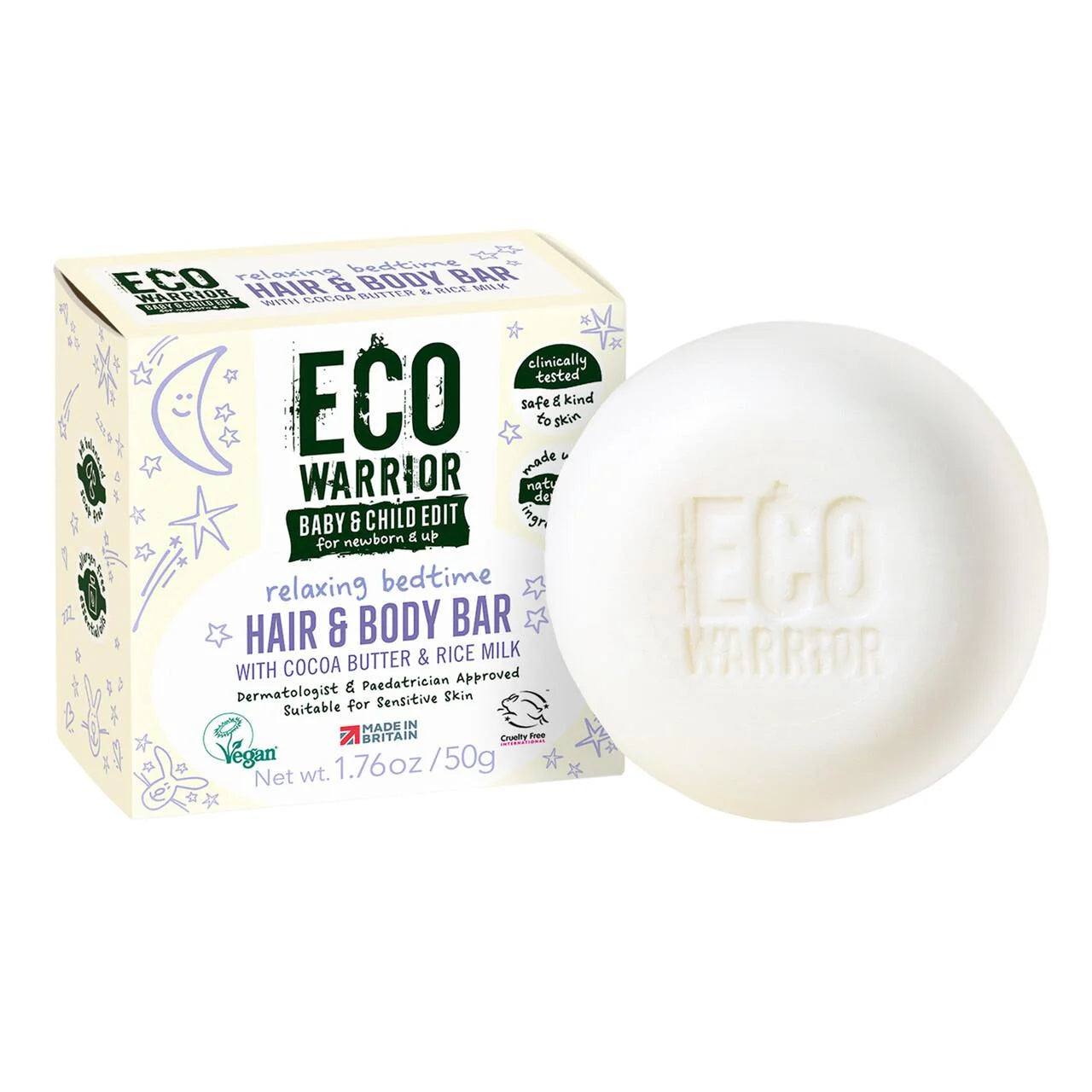Eco Warrior Baby & Child Relaxing Bedtime Hair & Body Soap Bar 50g