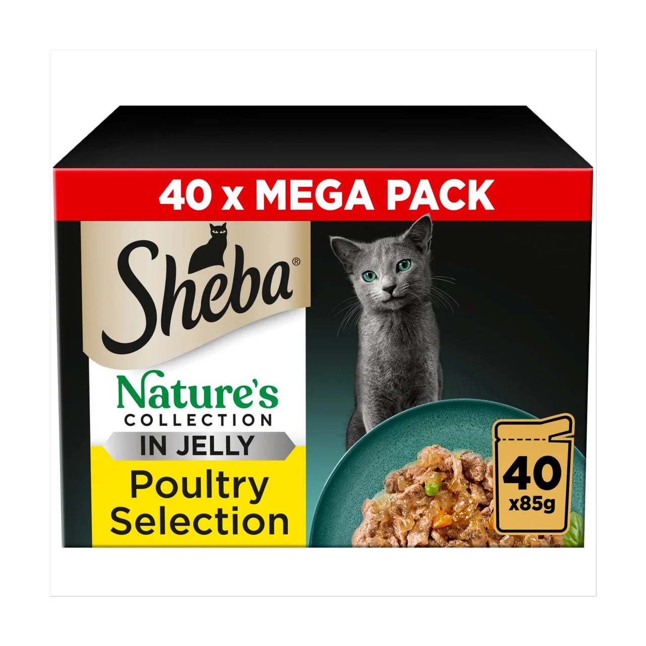 SHEBA Nature's Collection Adult Wet Cat Food Poultry in Jelly Pouches 40 x 85g