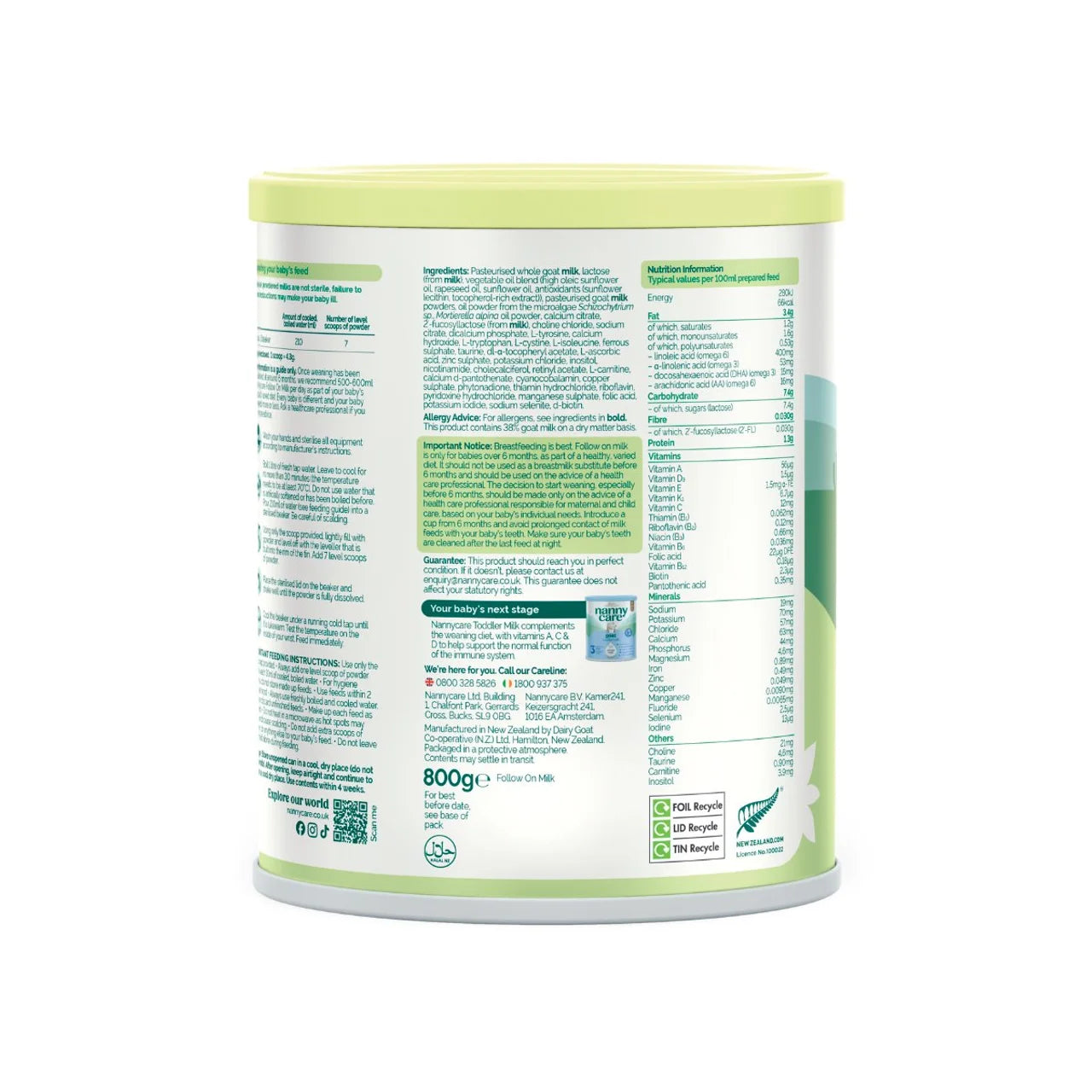 Nannycare Goat Stage 2 Follow On Milk Formula 800g