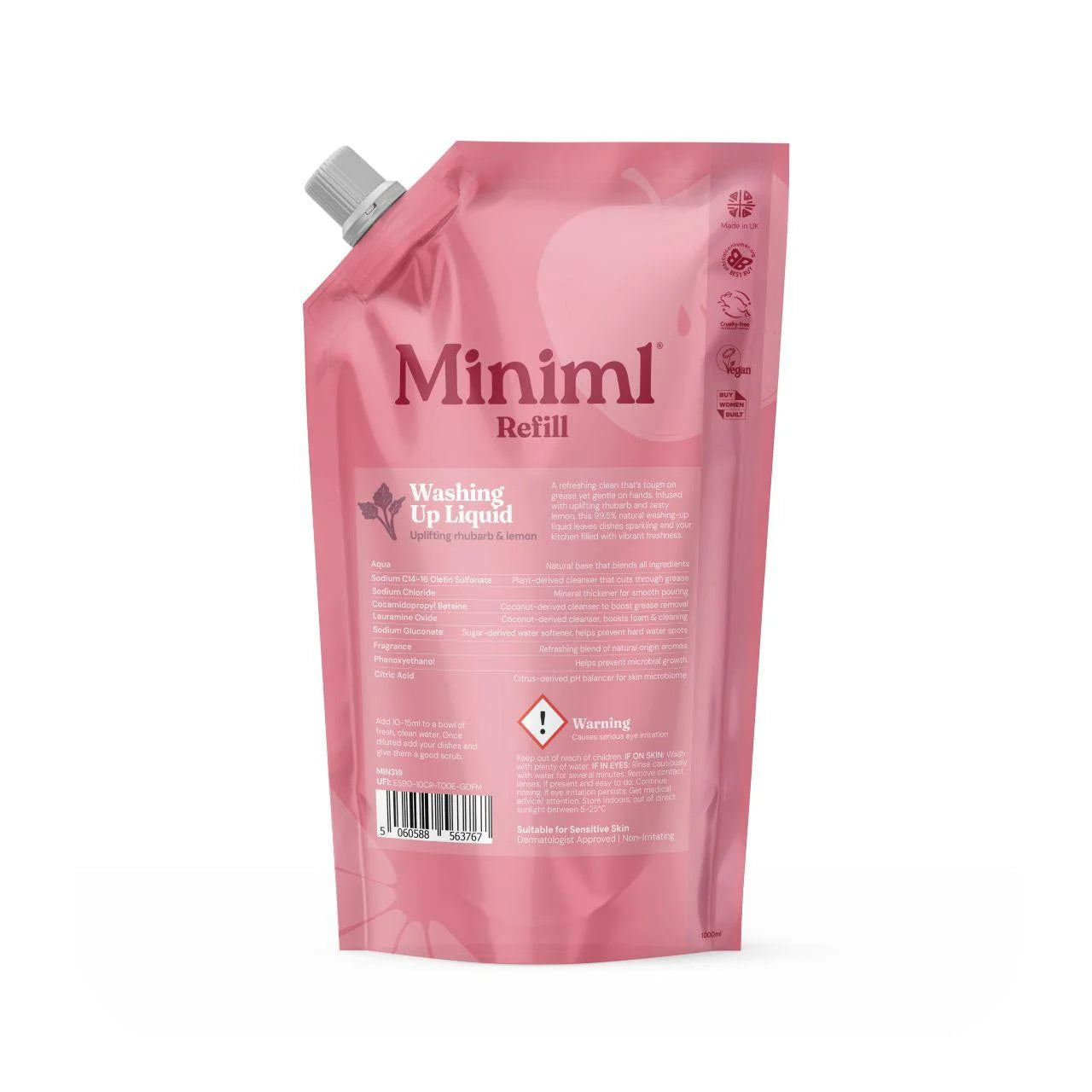 Miniml Washing Up Liquid Rhubarb & Lemon 1L
