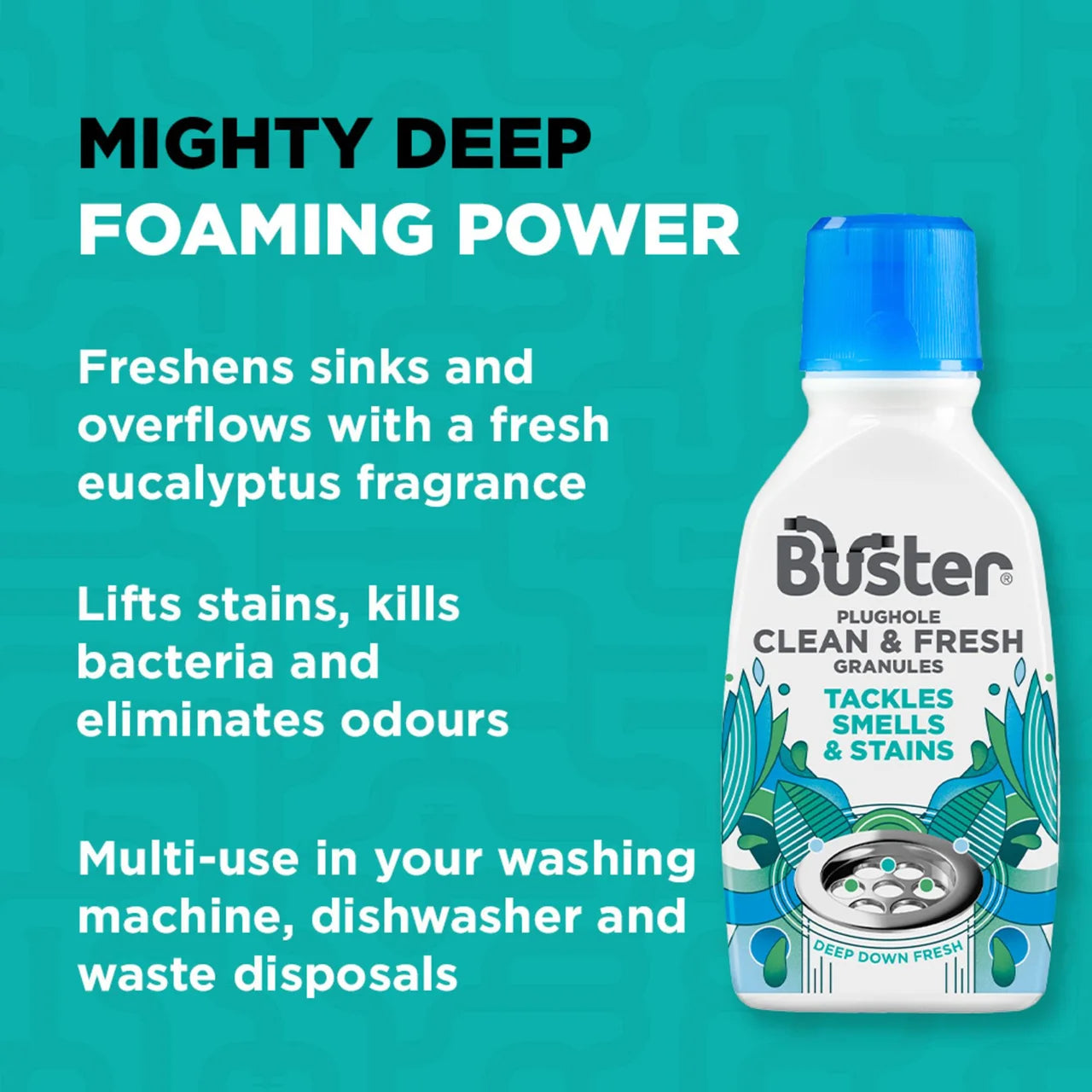 Buster Plughole Sanitiser Foaming Granules 300g