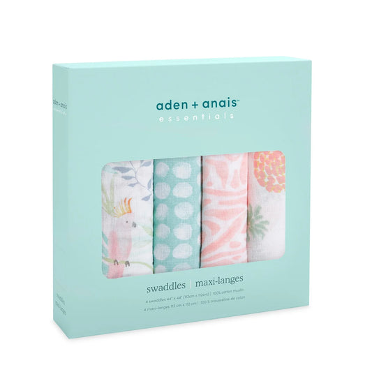 Aden + Anais Muslin Swaddle Blankets, Tropicalia 4 per pack