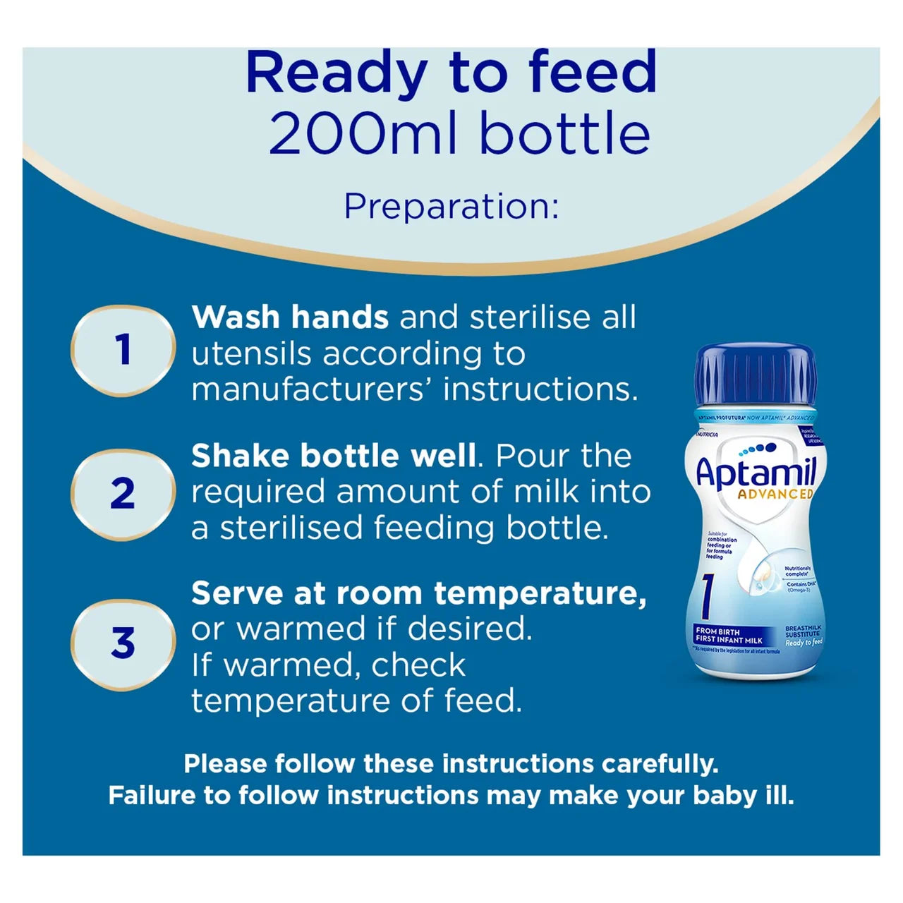 Aptamil Advanced 1 First Infant Baby Milk Formula Liquid from Birth 12 x 200ml