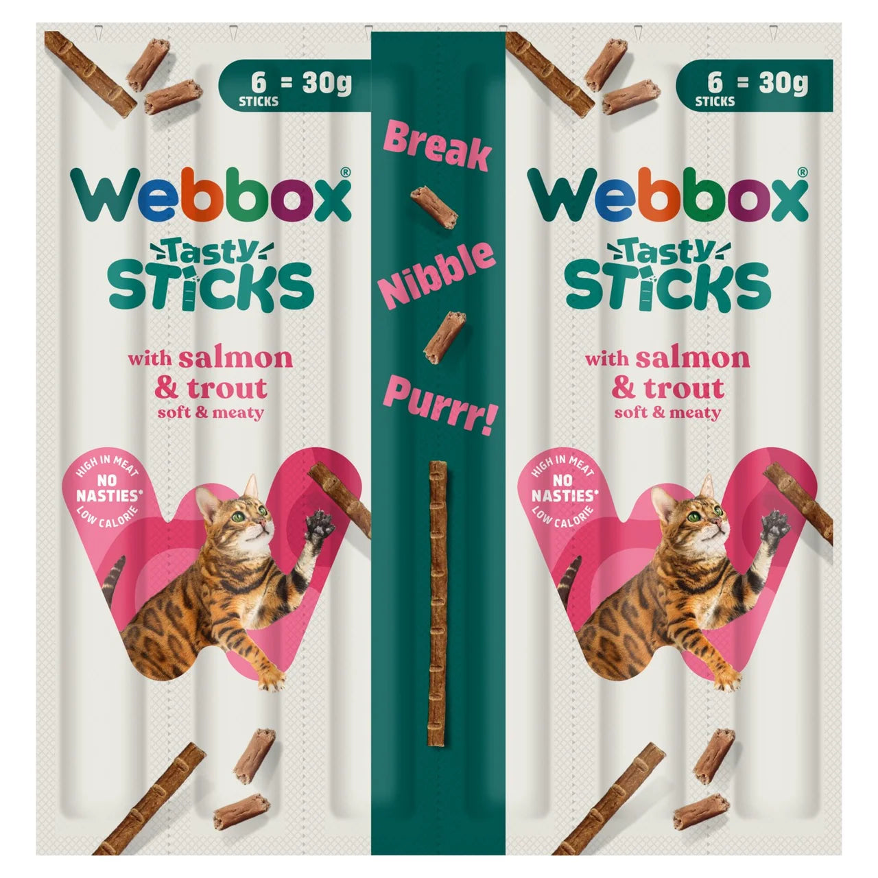 Webbox Tasty Sticks with Salmon & Trout Semi-Moist Cat Treats 30g