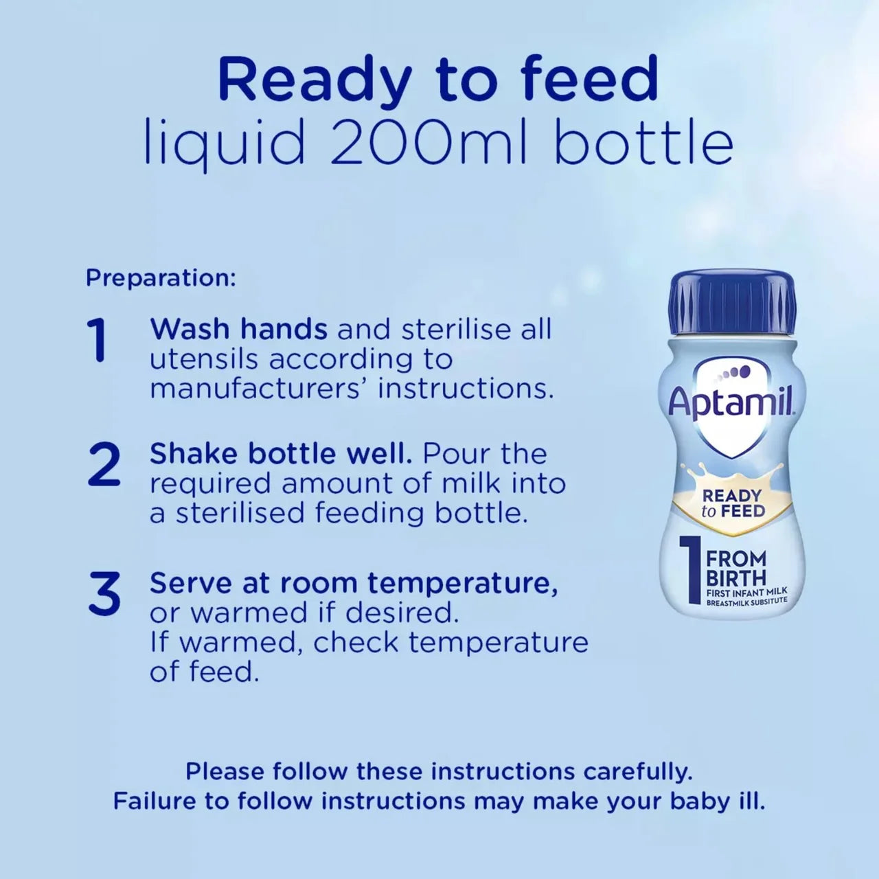 Aptamil 1 First Infant Baby Milk Formula Liquid Ready to Feed from Birth 12 x 200ml