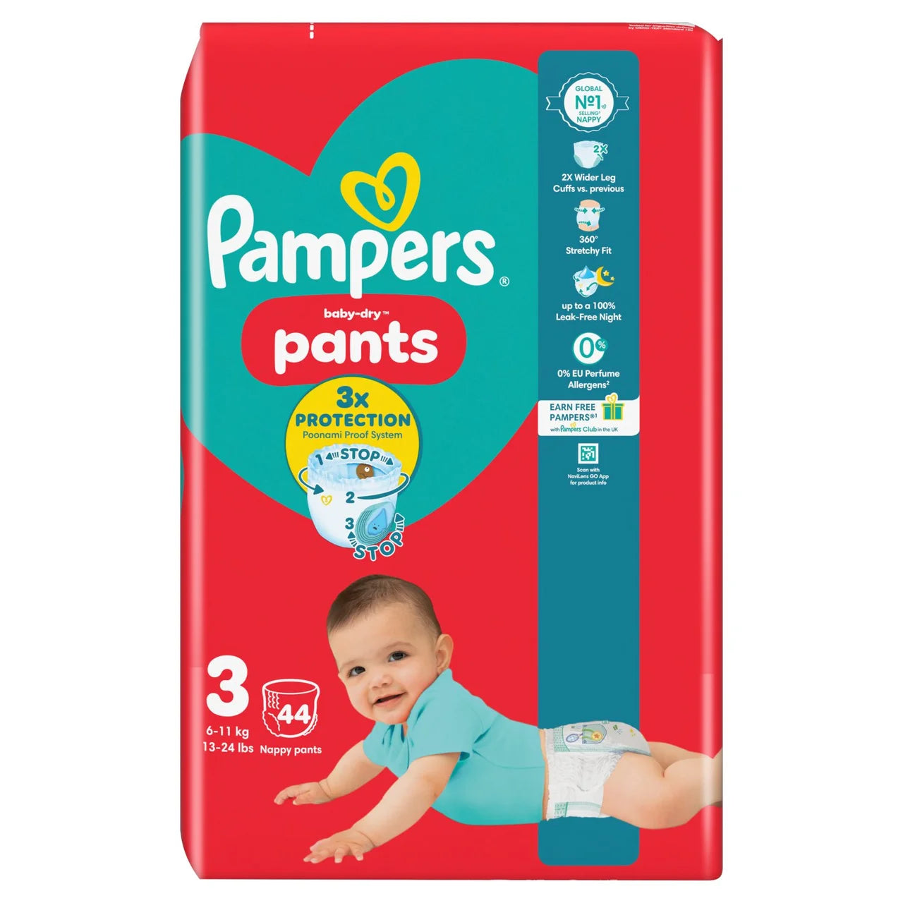 Pampers Baby-Dry Nappy Pants, Size 3 (6-11kg) Essential 44 per  Pack