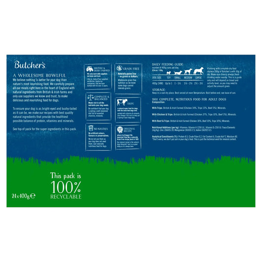 Butcher's Tripe Loaf Recipes Dog Food Tins 24x400g