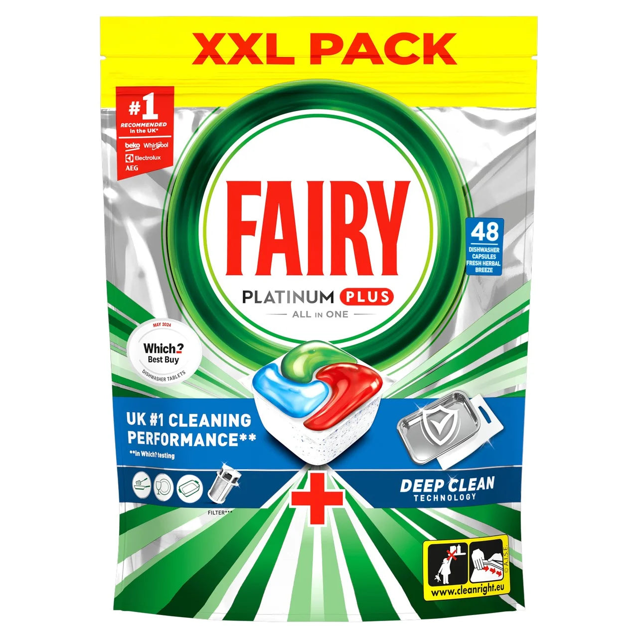 Fairy Platinum Plus Deep Clean Dishwasher Tablets Deep Clean 48 per pack