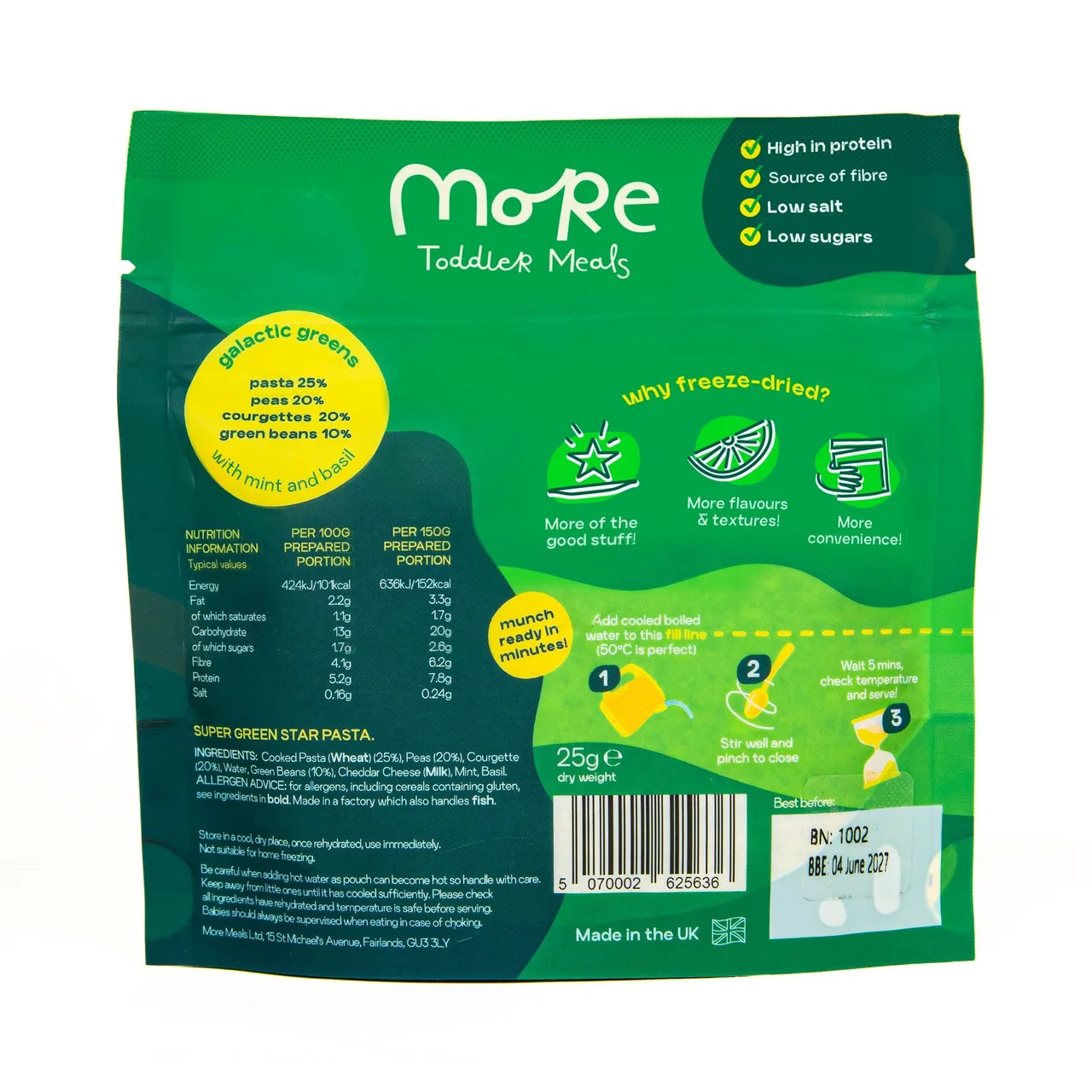 More Toddler Meals, Super Green Pasta Stars 150g