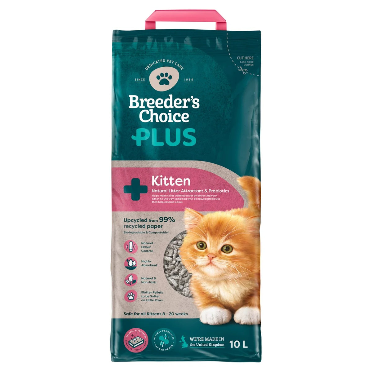 Breeders Choice Pro Biotic Kitten Paper Cat Litter 10L