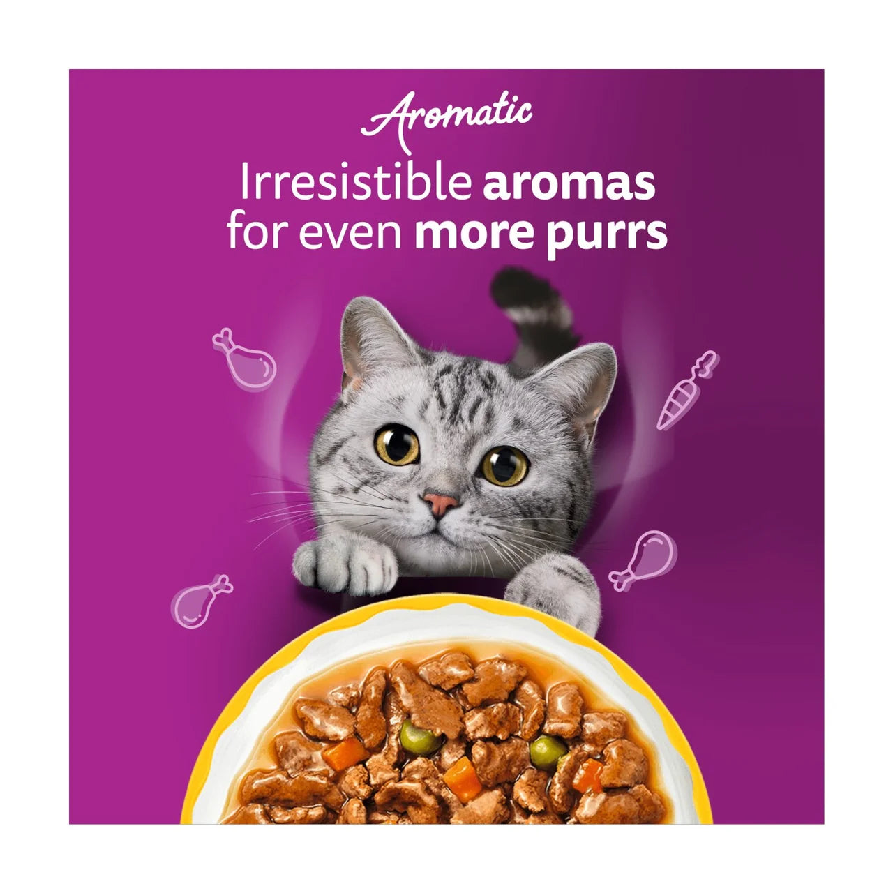 Whiskas 1+ Wet Cat Food Pouches Aromatic Poultry in Gravy 12 x 85g