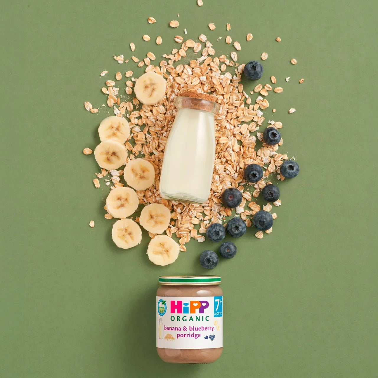 HiPP Organic Banana & Blueberry Porridge Baby Food Jar 7+ Months 160g