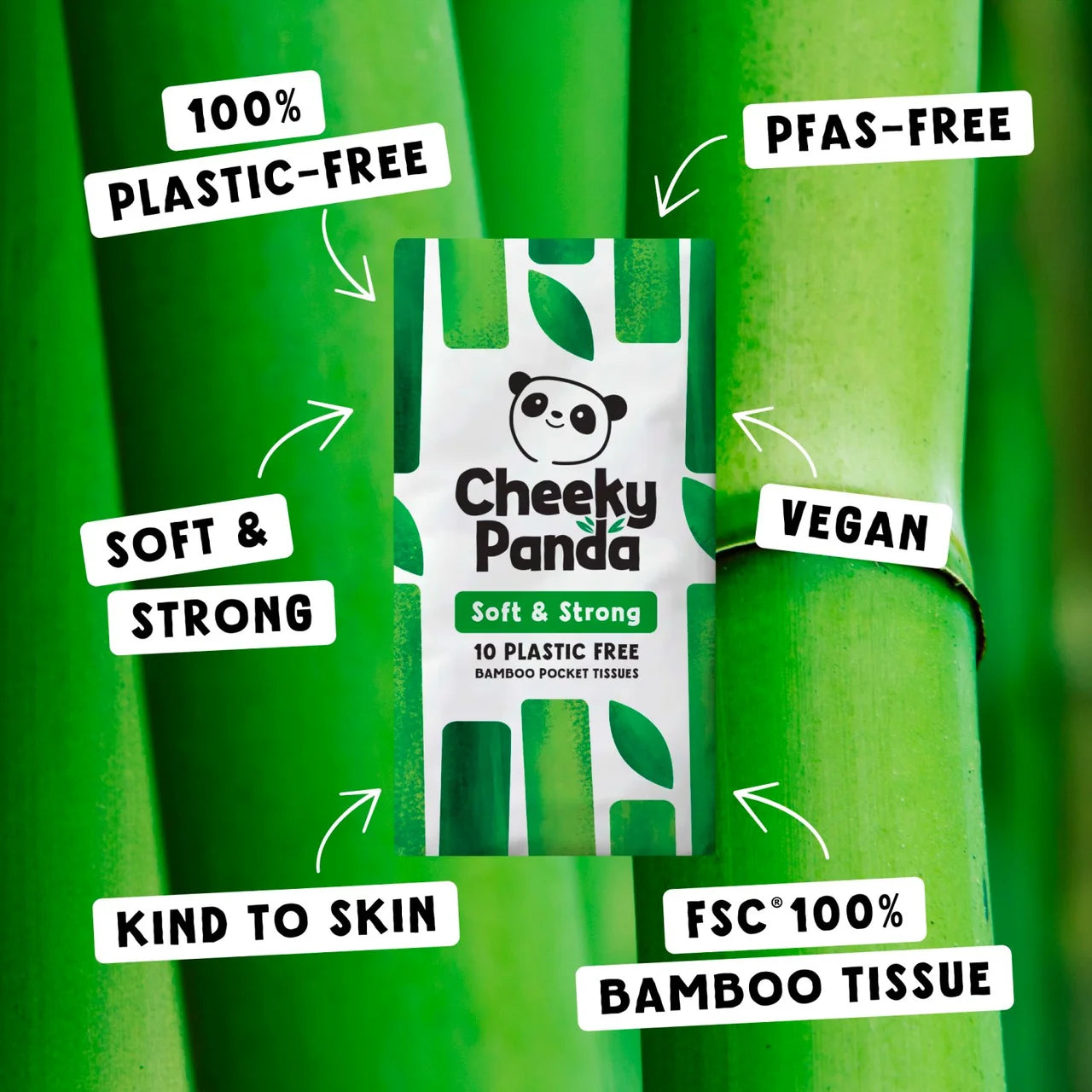 Cheeky Panda Paper Wrapped Bamboo Pocket Tissue 8 x 10 per pack