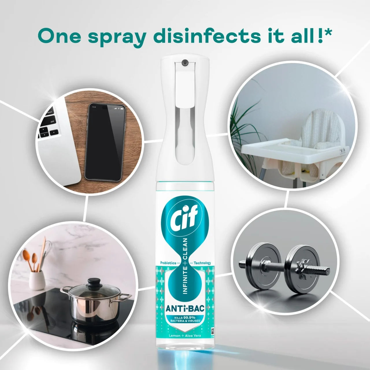 Cif Infinite Clean Anti-Bac All in One Cleaner Reload Lemon & Aloe Vera 280ml