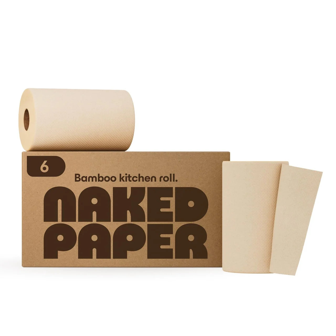 Naked Paper Unbleached Super Absorbent Bamboo Kitchen Roll 6 per pack