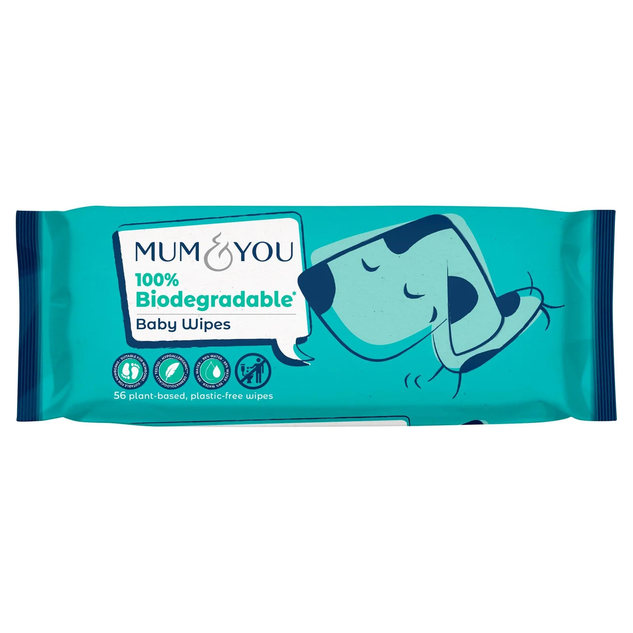 Mum & You 100% Biodegradable Baby Wipes, Multipack 6 x 56 per pack