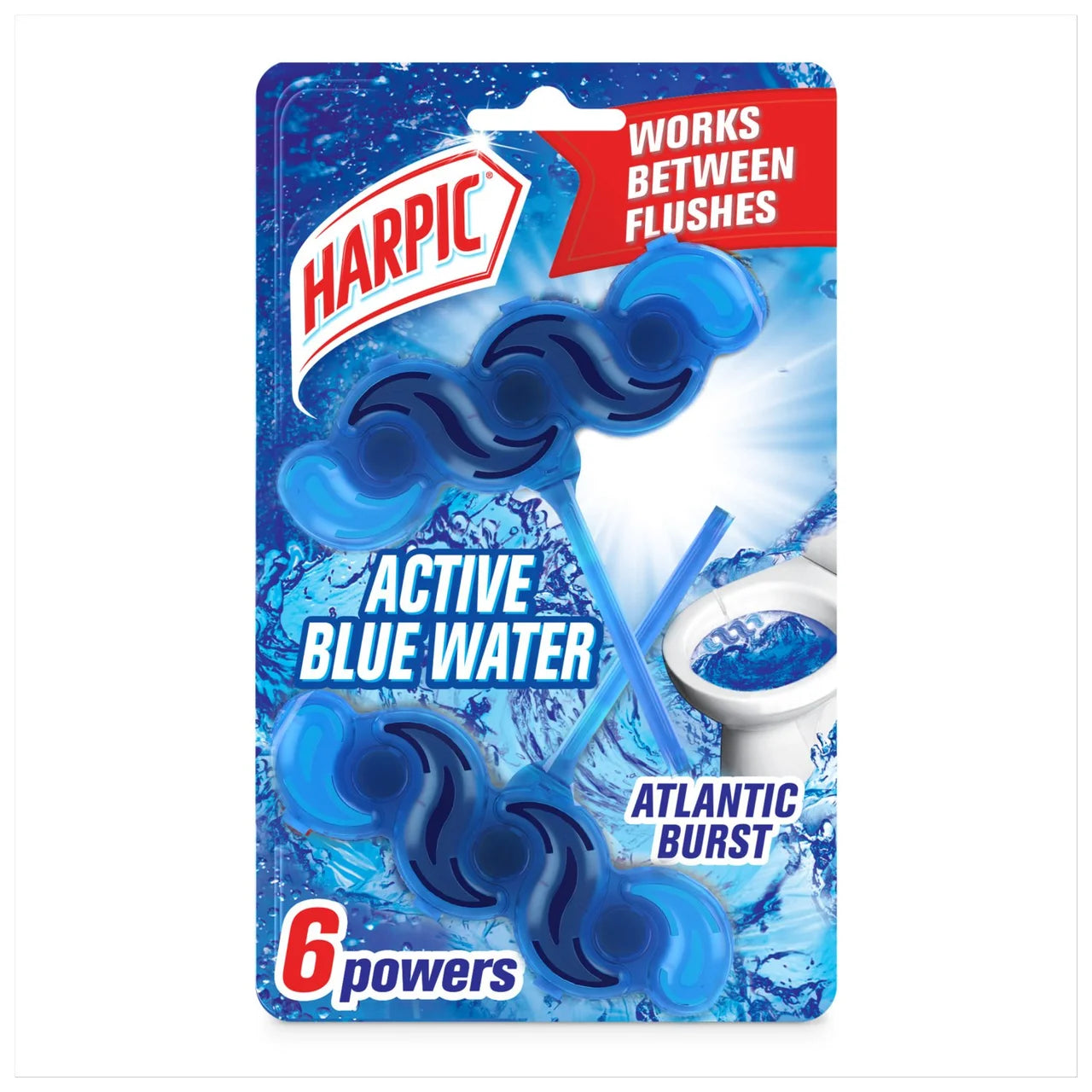 Harpic Fresh Power 6 Rim Blocks Blue Water Twin 2 x 39g