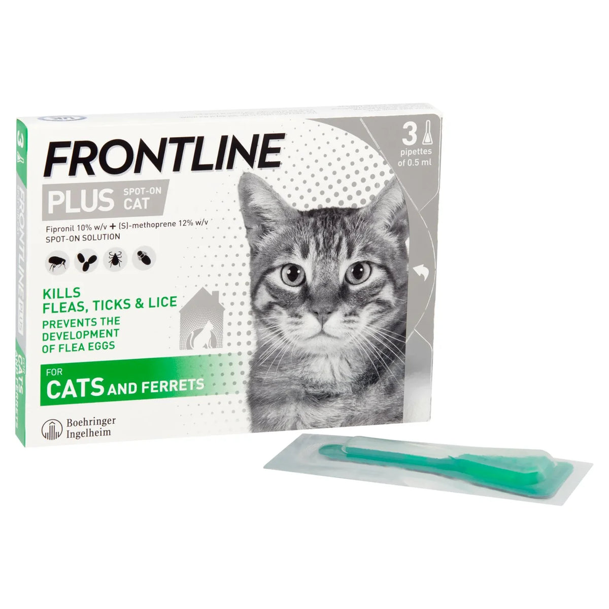 FRONTLINE Plus Flea & Tick Treatment Cat 3 per pack