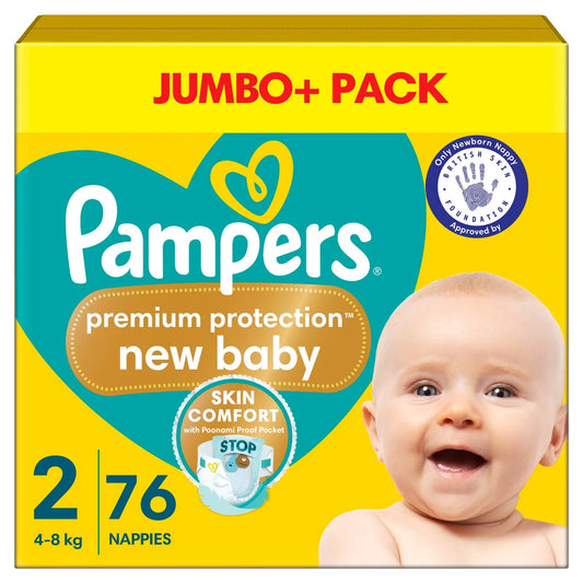 Pampers New Baby Nappies, Size 2 (4-8kg) Jumbo+ 76 per  Pack