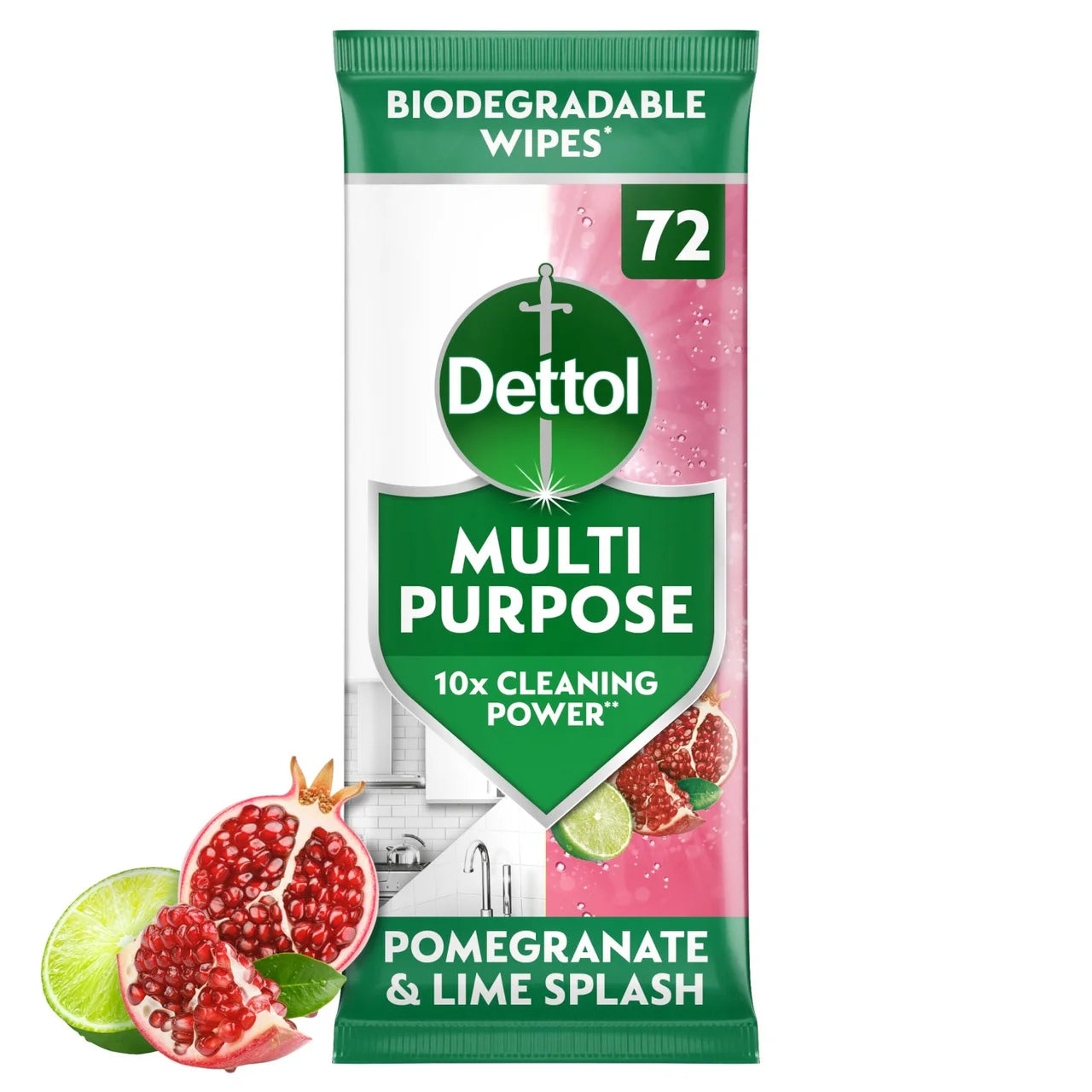 Dettol Antibacterial Biodegradable Pomegranate Surface Cleaning Wipes 72 per pack