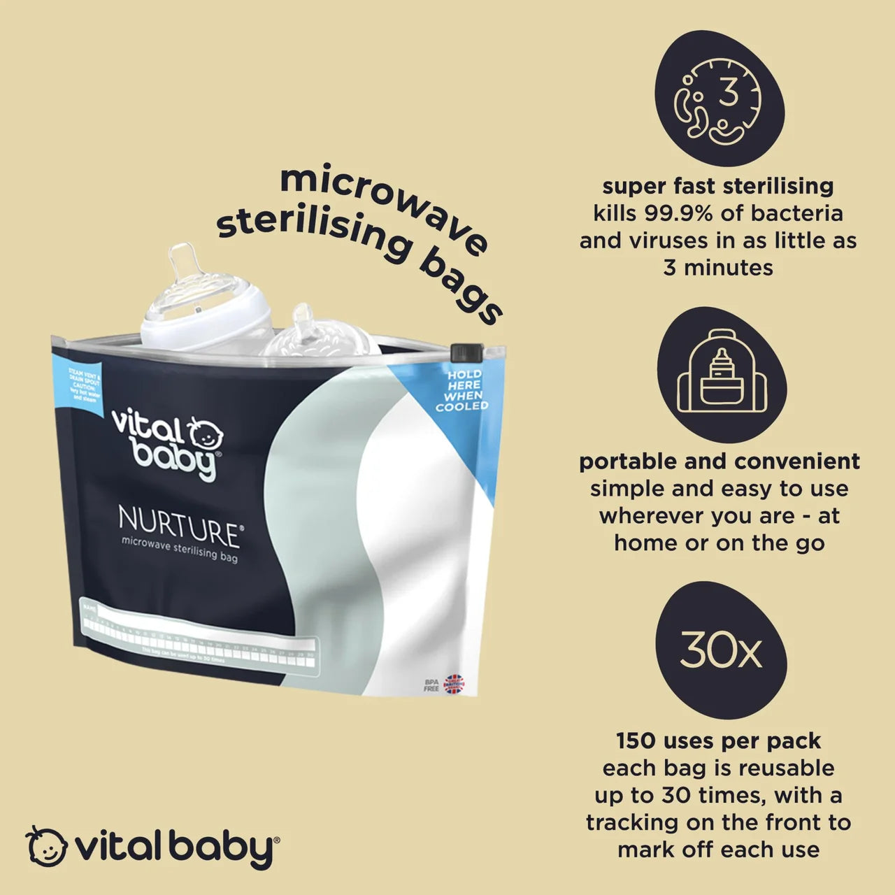 Vital Baby Microwave Sterilising Bags 5 per pack