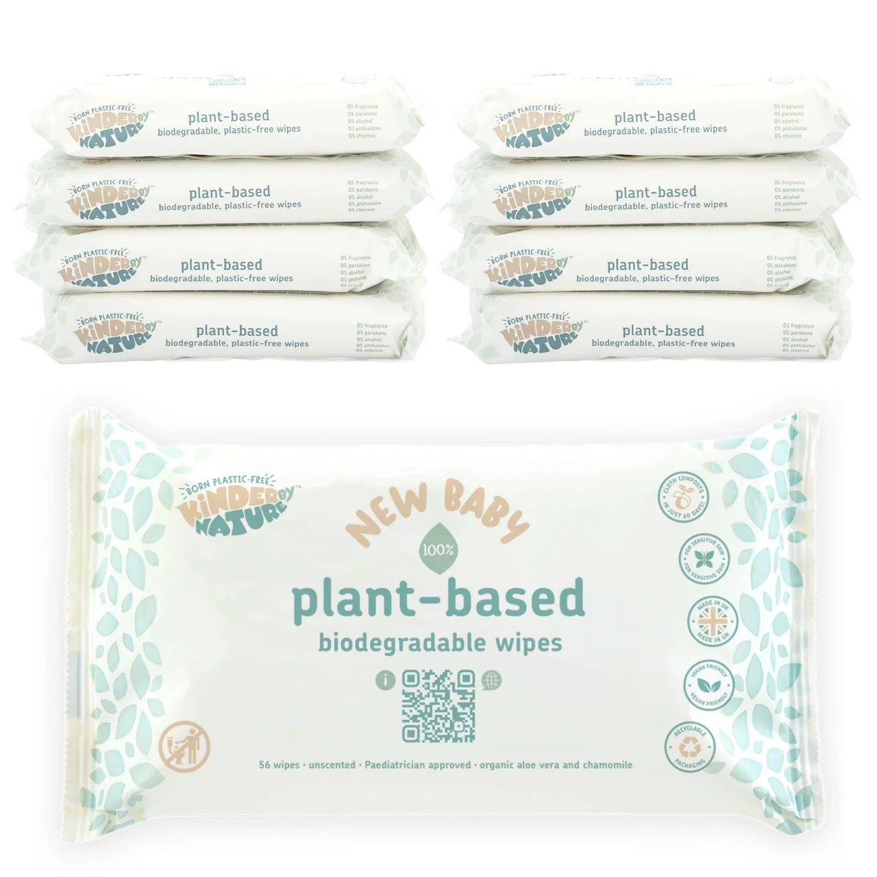 Kinder by Nature Plant-Based Wipes 8 x 56 per pack