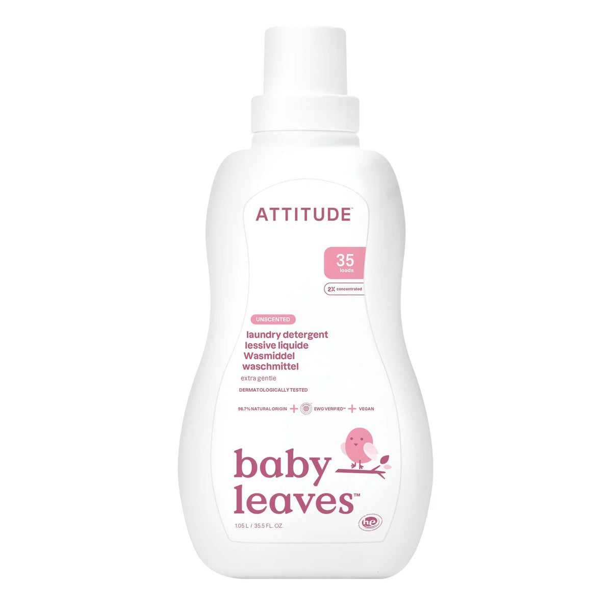 Attitude Baby Leaves Laundry Liquid - 35 Loads - Fragrance Free 1.05L