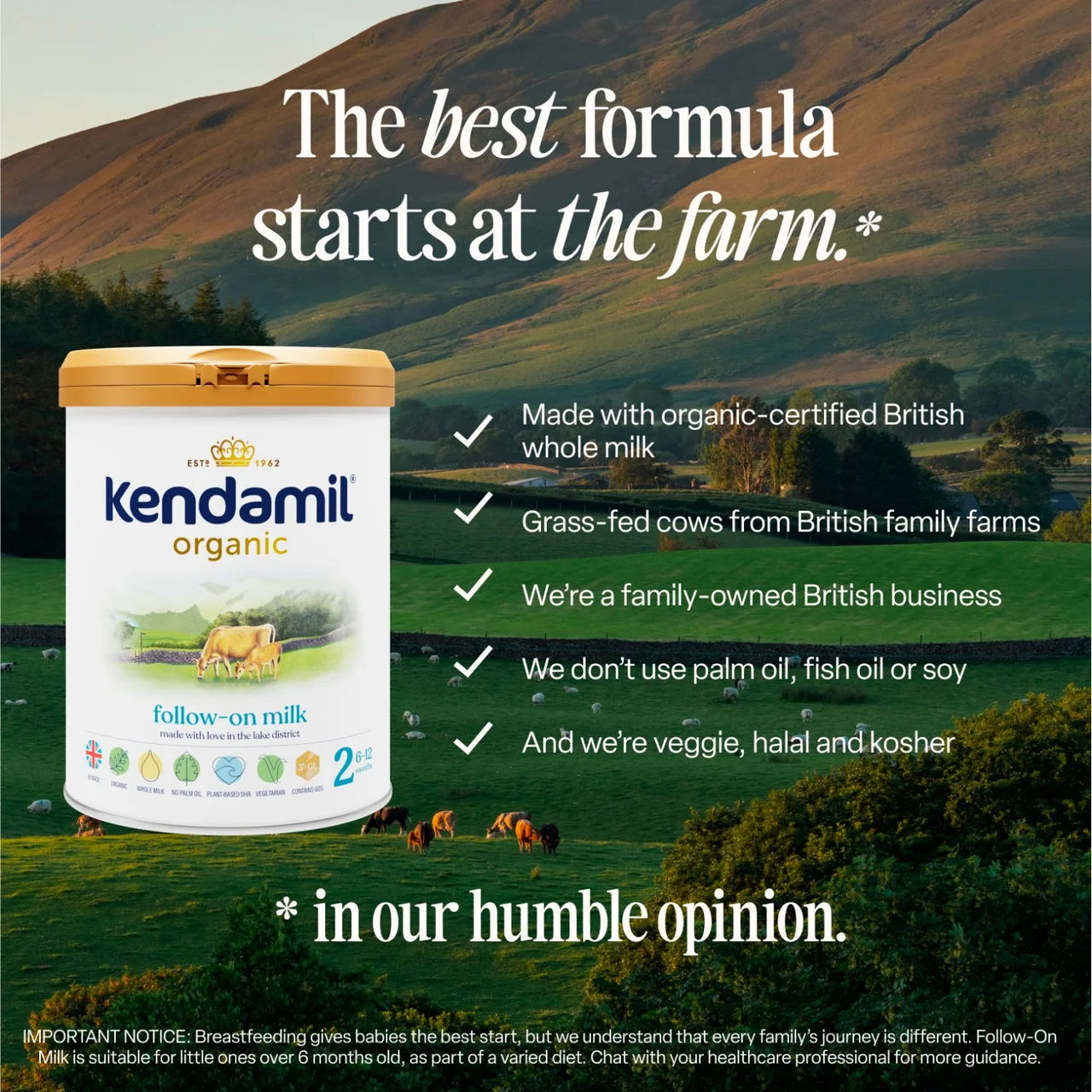 Kendamil Organic 2 Follow-on Milk Powder, 6-12 mths 800g