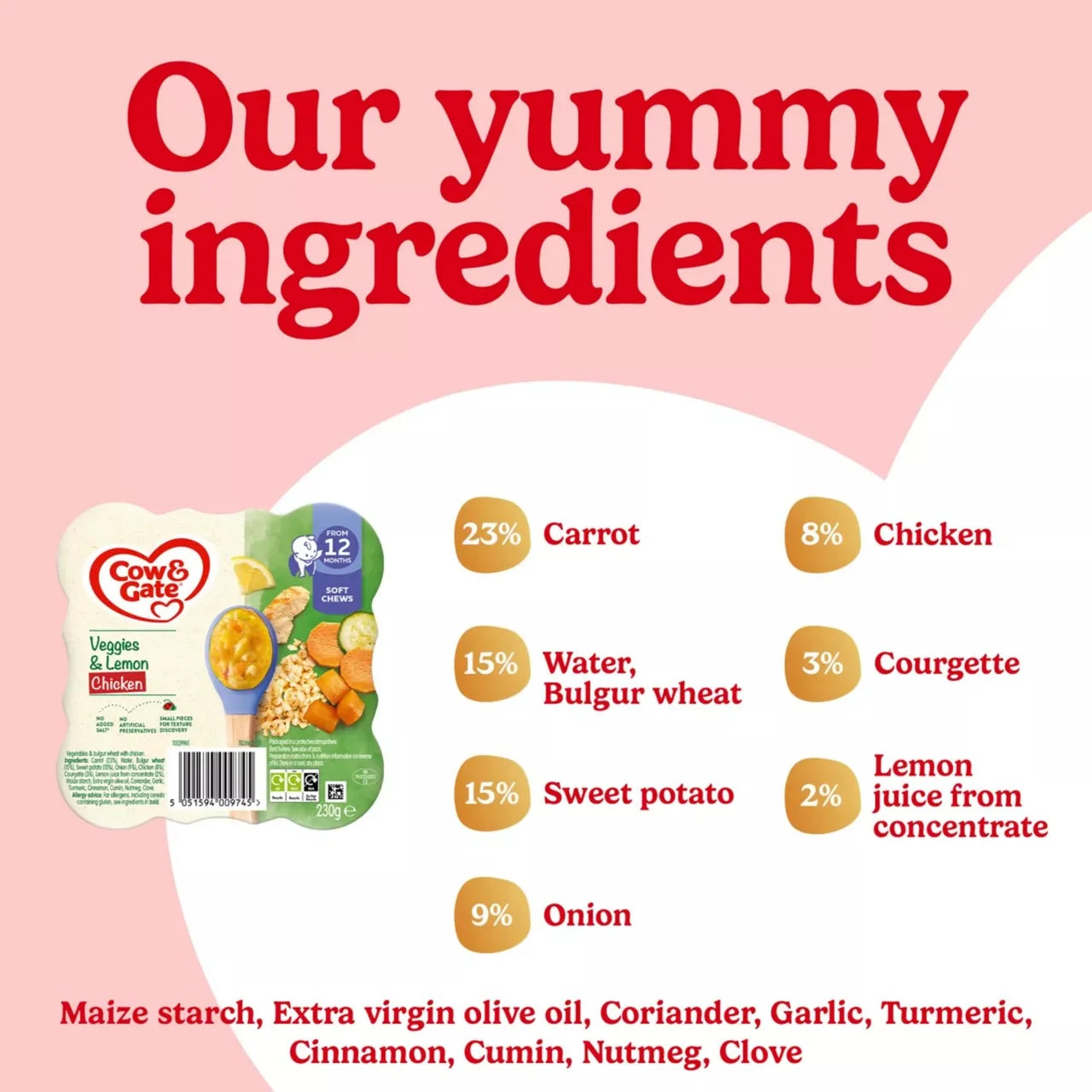 Cow & Gate Veggies & Lemon Chicken Baby Food Meal 12+ Months 230g