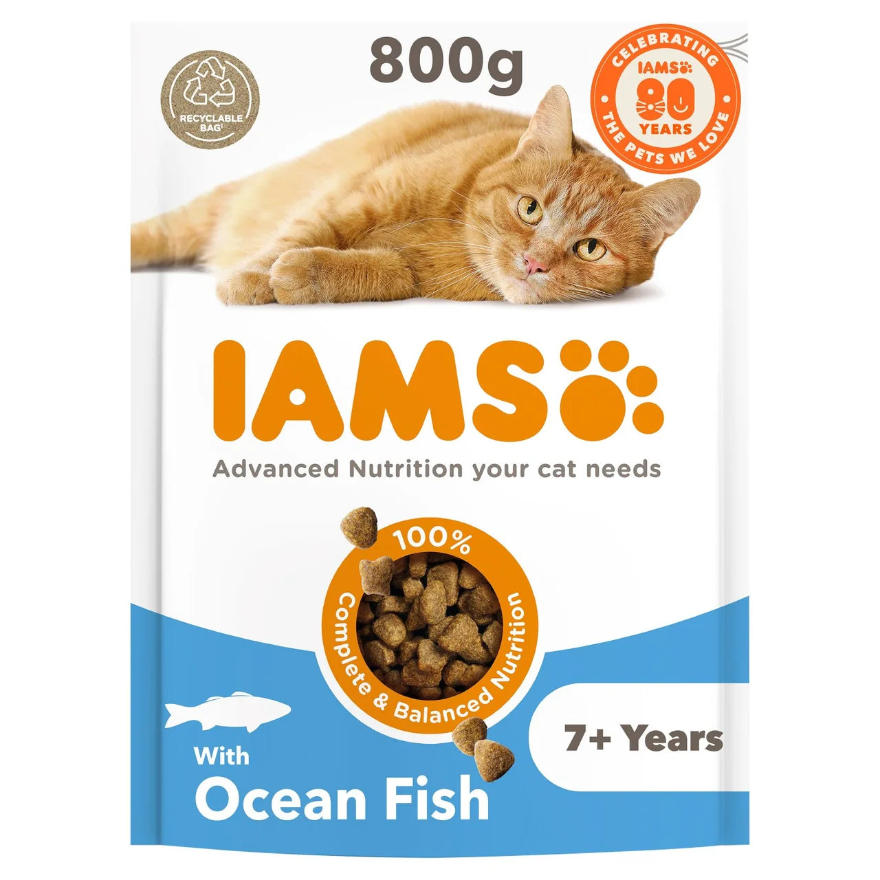 IAMS Advanced Nutrition Senior Cat Food With Ocean Fish 800g