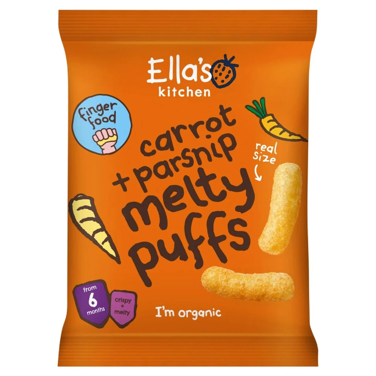 Ella's Kitchen Carrot & Parsnip Melty Puffs Baby Snack 6+ Months 20g