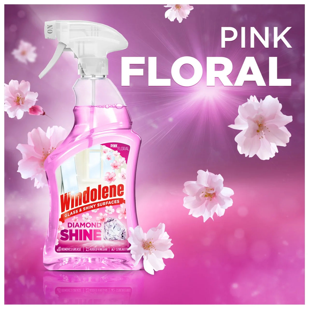 Windolene Diamond Shine Glass & Shiny Surfaces Pink Floral 750ml