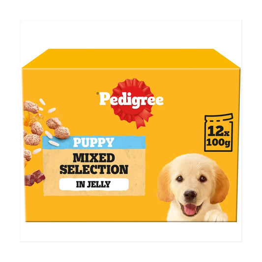 Pedigree Puppy Wet Dog Food Pouches Mixed in Jelly 12x100g