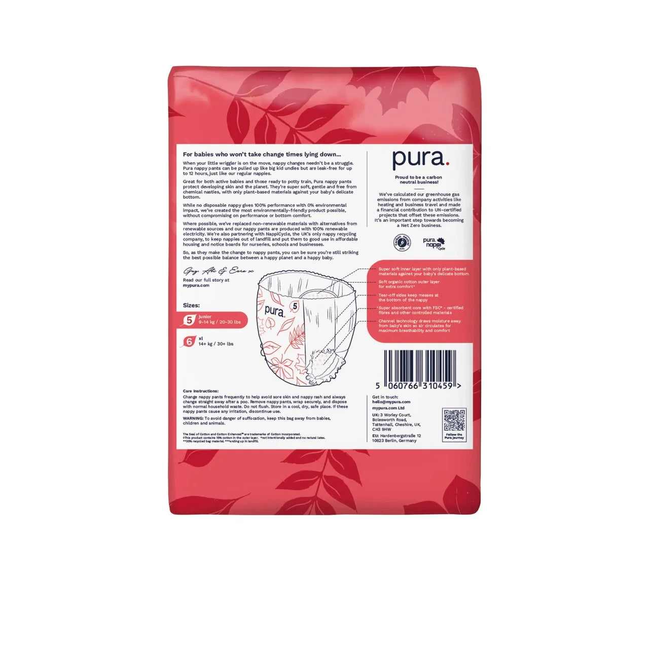 Pura Eco Nappy Pants, Size 5 (9-14kg) Mega 6 x 20 per Pack