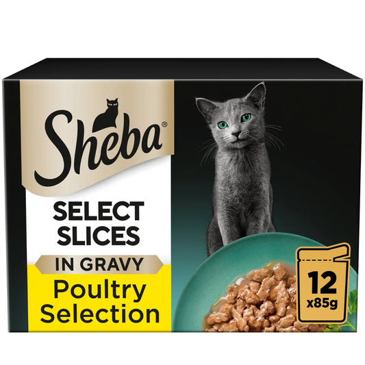 Sheba Select Slices Cat Food Pouches Poultry in Gravy 12 x 85g