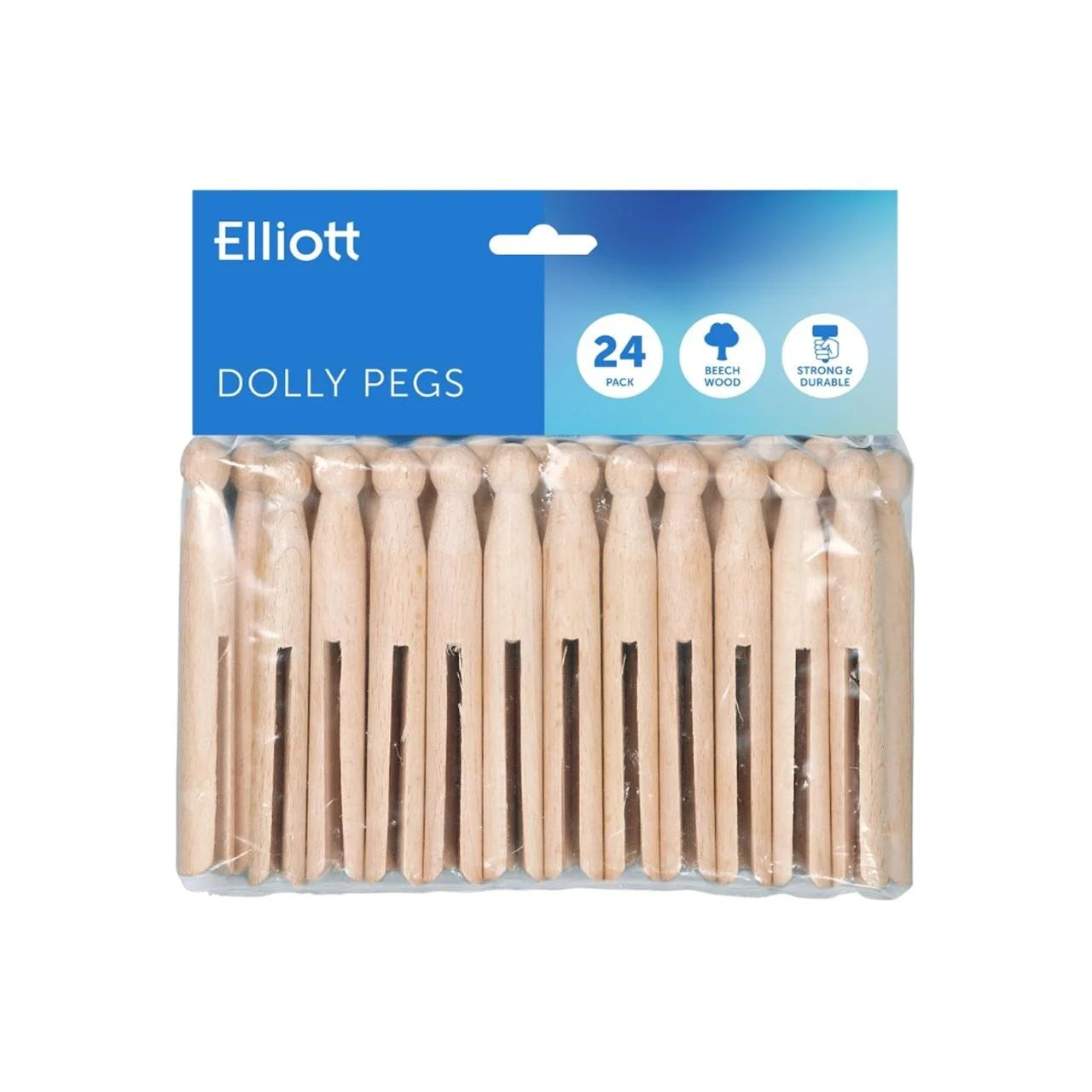Elliotts Beech Wood Dolly Pegs 24 per pack