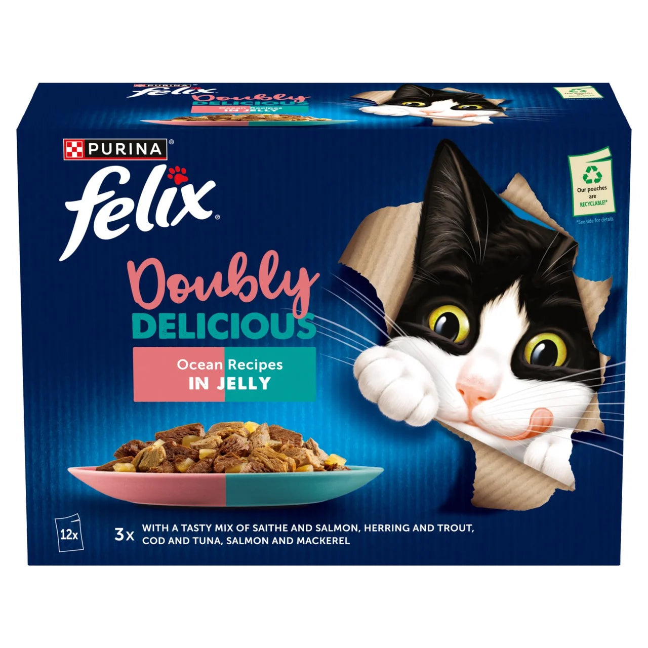Felix Doubly Delicious Ocean Recipes in Jelly Wet Cat Food 12 x 85g