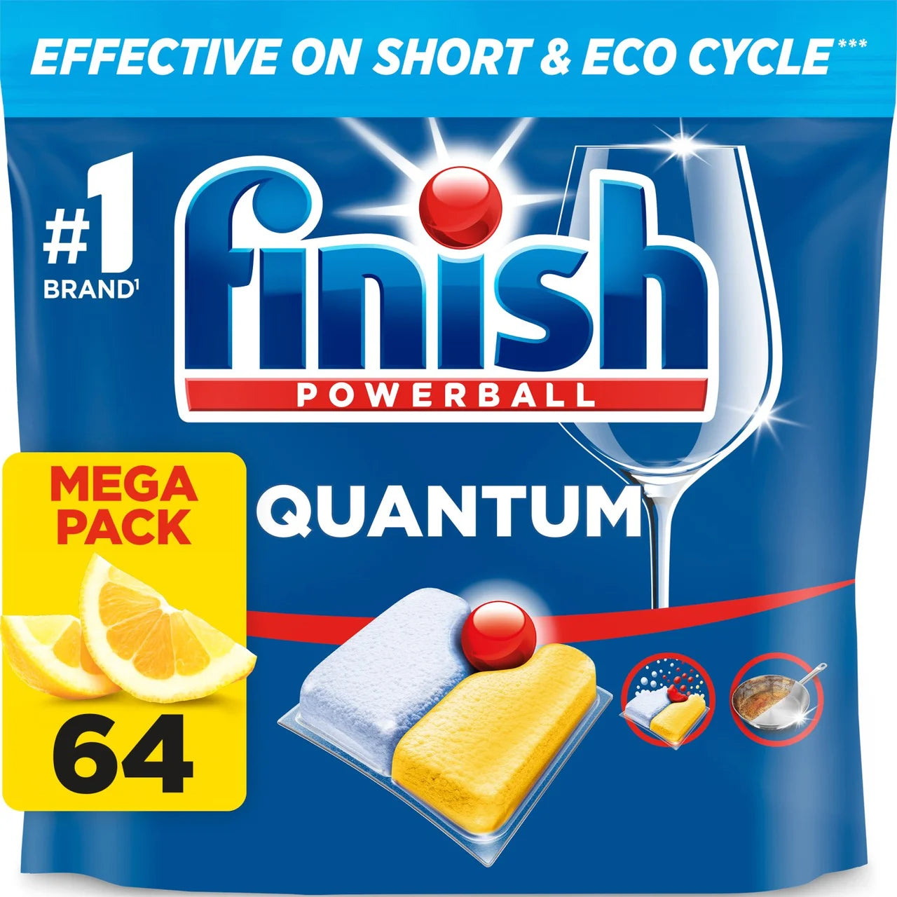 Finish Quantum All in One Dishwasher tablets Lemon 64 per pack