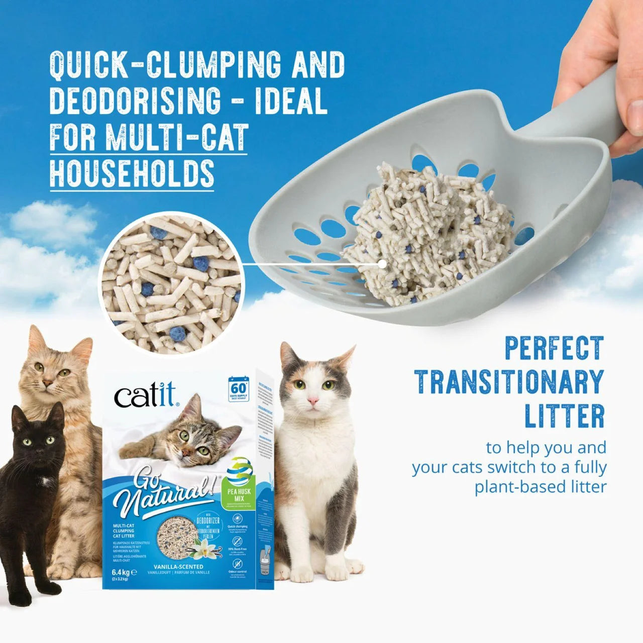 Catit Go Natural Pea Husk Mix Multi-Cat Litter Vanilla 6.4kg