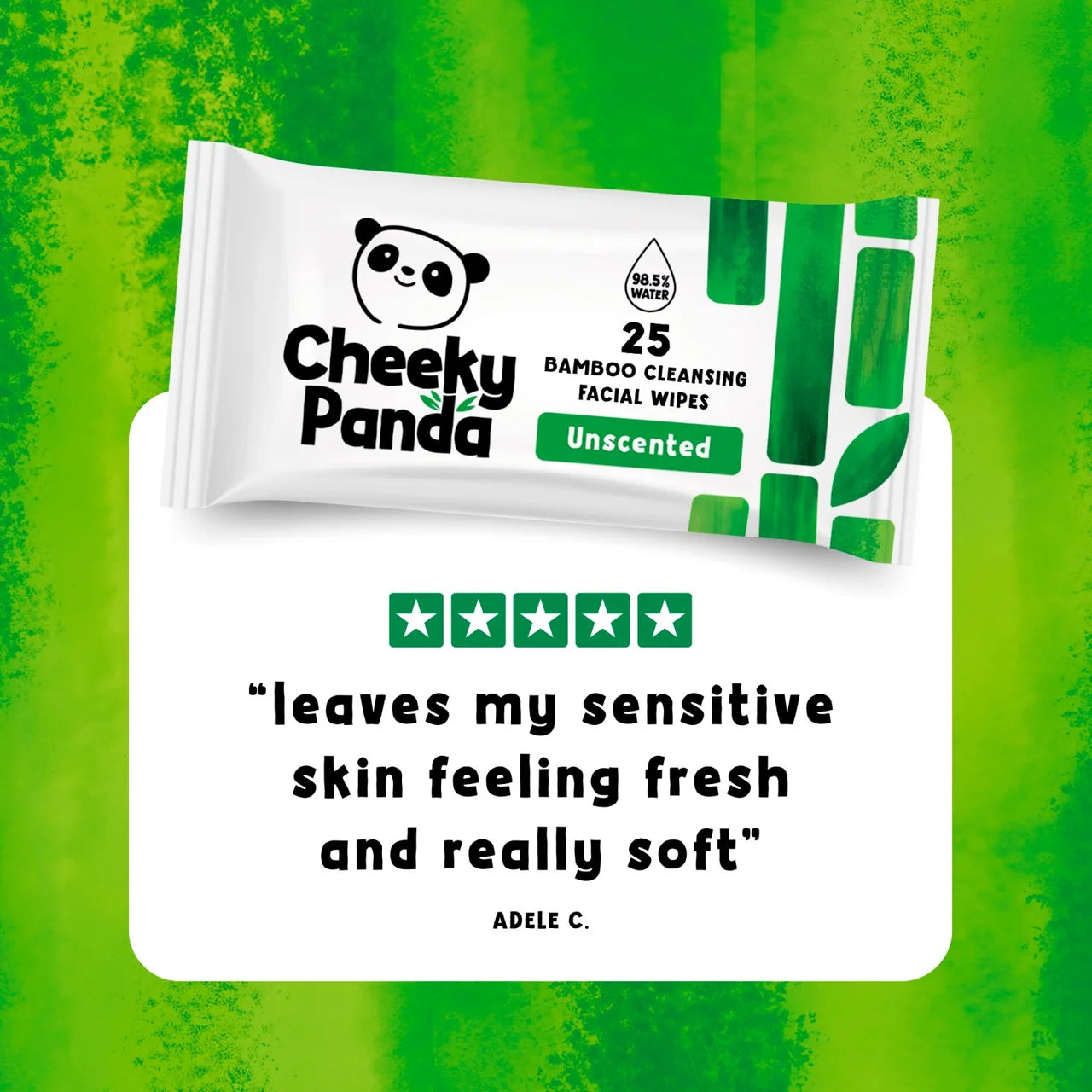 Cheeky Panda Bamboo Unscented Facial Cleansing Wipes 25 per pack