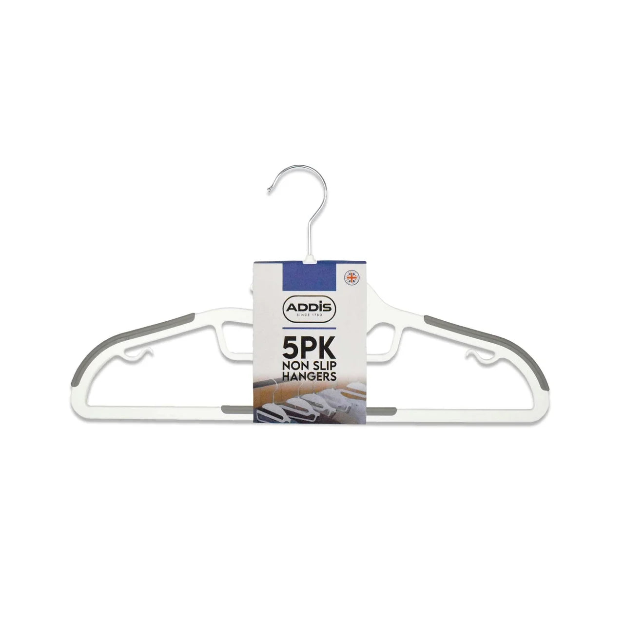 Non-Slip Plastic Clothes Dress Suit Hangers, White & Grey, 5pk