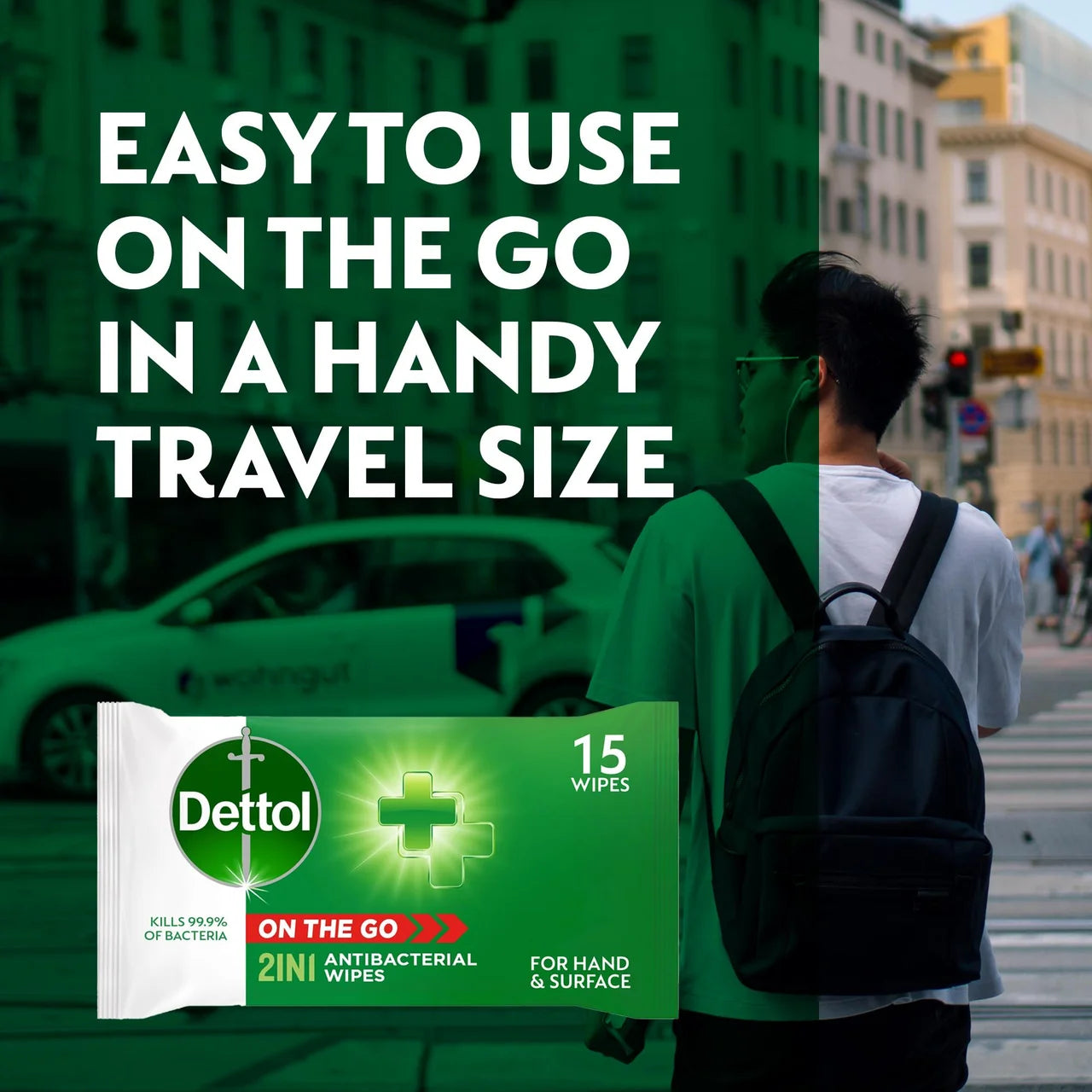 Dettol Antibacterial Wipes 2-in-1 Hands and Surfaces 15 per pack