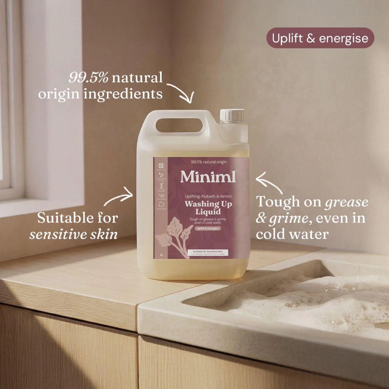 Miniml Washing Up Liquid - Rhubarb & Lemon 5L