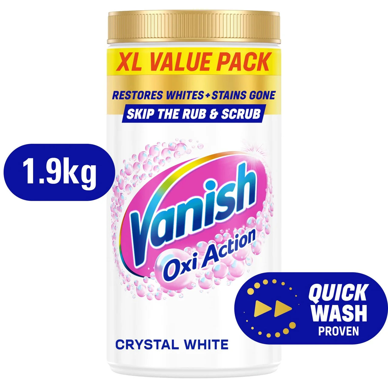 Vanish Oxi Action Fabric Stain Remover Powder Whites 1.9kg