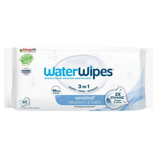 WaterWipes Baby Wipes Sensitive Newborn Plastic Free Wipes 60 Wipes