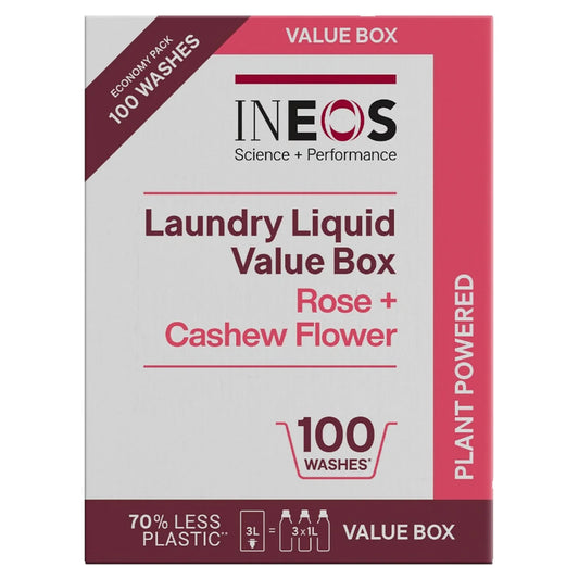 INEOS Non Bio Laundry Liquid XXL Value Box Rose + Cashew Flower 100 Washes 3L