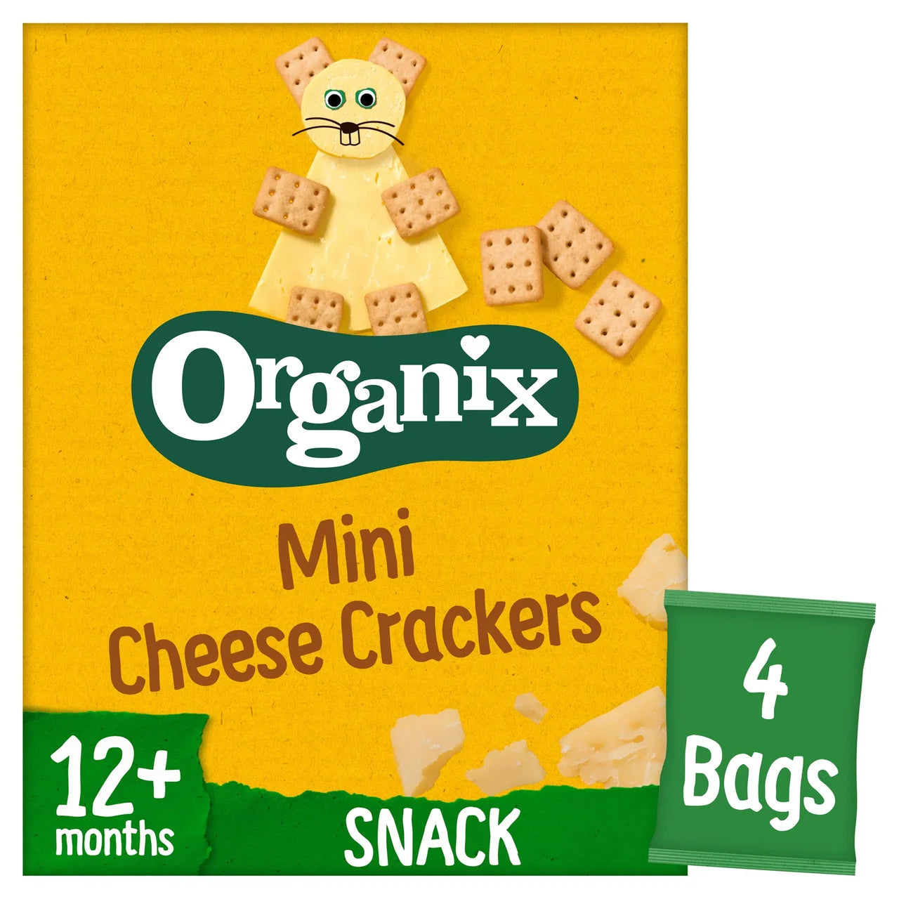 Organix Mini Cheese Crackers Toddler Snacks Multipack 12 months+ 4 x 20g