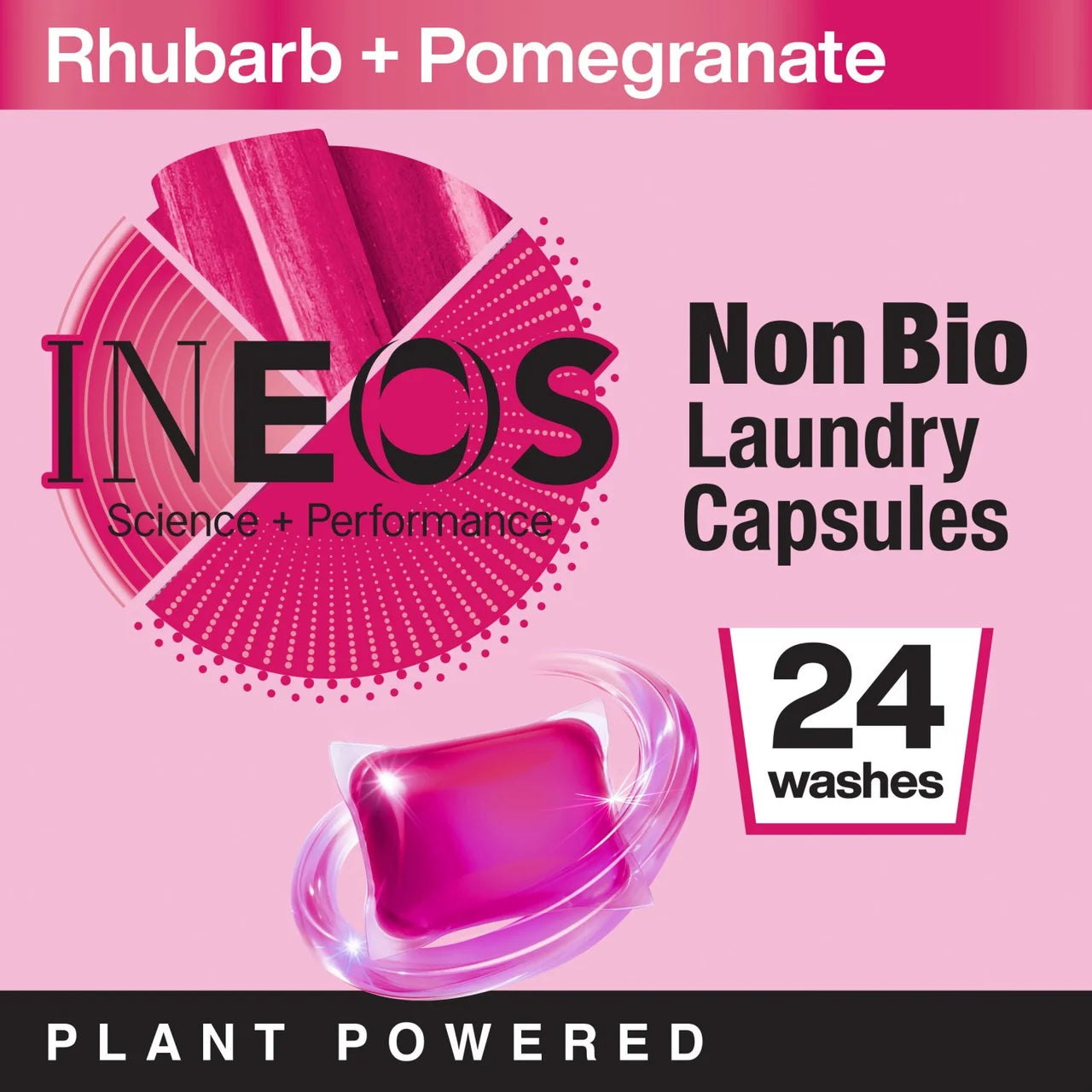 INEOS Non Bio Laundry Capsules Rhubarb + Pomegranate 24 per pack